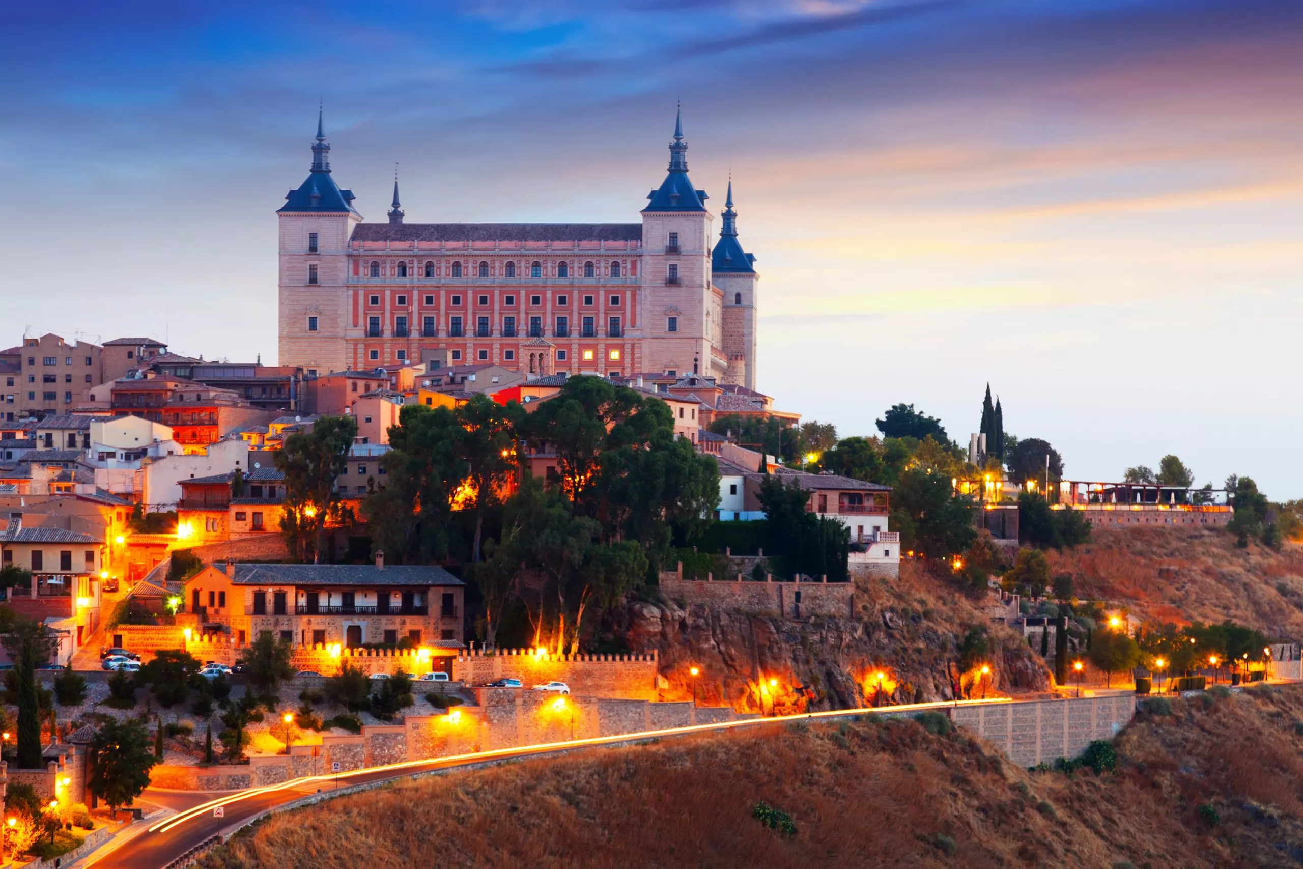 Morning view of Alcazar of Toledo. Spain